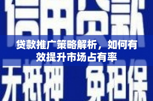 火炬贷款推广策略解析，如何有效提升市场占有率