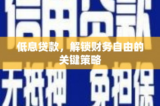 火炬低息贷款，解锁财务自由的关键策略